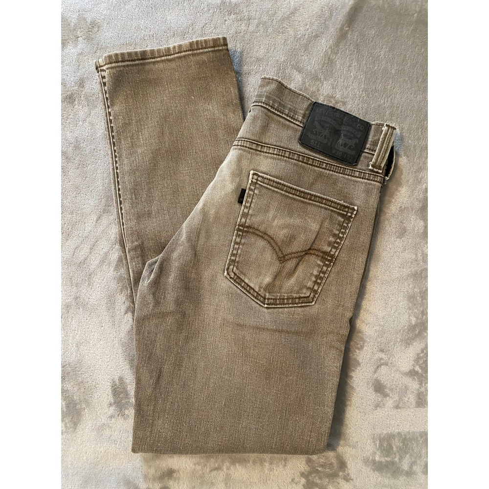 Levis Jeans Mens 30x32 Brown 511 Slim Fit Stretch Denim Neutral Everyday Style